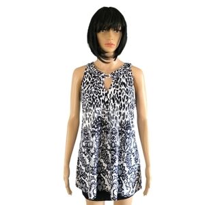 Stylish Black and White Animal Print Top, ( Flaws) Size L